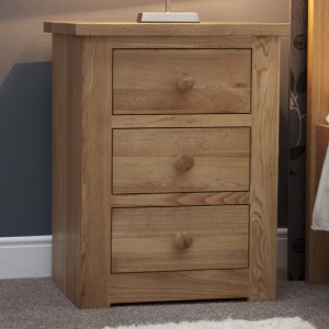 Torino Solid Oak Furniture 3 Drawer Narrow Bedside Cabinet