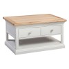 Cotswold Solid Oak Cream Painted Furniture 2 Drawer Coffee Table