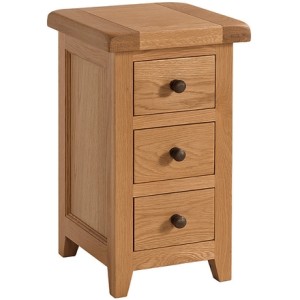 Somerset Rustic Oak Furniture 3 Drawer Compact Bedside Cabinet