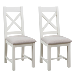 Devonshire Dorset Ivory Painted Furniture Cross Back Dining Chair (Pair)