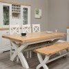 Deluxe Solid Oak Grey Painted Furniture Cross Leg Dining Table 200-280cm