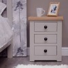 Diamond Oak Top Grey Painted Furniture 3 Drawer Bedside