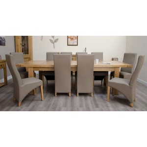 Deluxe Solid Oak Furniture Large Extending 8-14 Seater Table