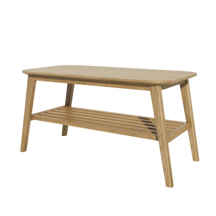 Scandic Solid Oak Furniture Coffee Table with Shelf