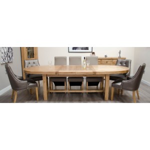 Deluxe Solid Oak Furniture Super Oval Extending 6-10 Seater Table