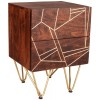 Indian Hub Mango Dark Gold Furniture 2 Drawer Side Table