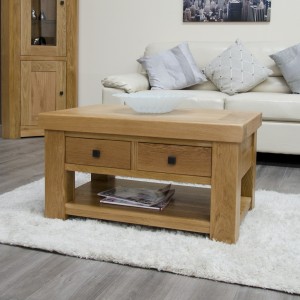 Bordeaux Solid Oak Furniture Coffee Table With Drawers RG93X2CT