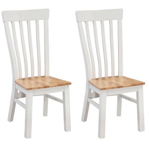 Cotswold Solid Oak Cream Painted Furniture Solid Seat Chair Pair