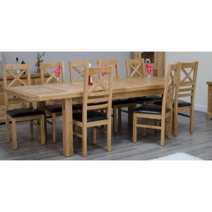 Deluxe Solid Oak Furniture Large Extending 6-10 Seater Table