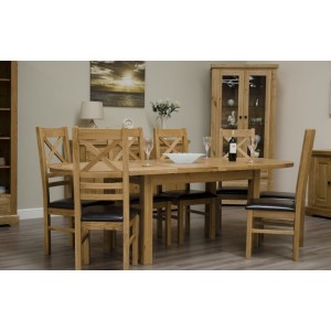 Deluxe Solid Oak Furniture Oval Extending 4-8 Seater Table