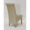Richmond Solid Oak Furniture Matt Ivory Leather Dining Chair Pair