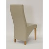 Wave Solid Oak Furniture Matt Ivory Leather Dining Chair Pair