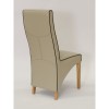 Wave Solid Oak Furniture Matt Ivory With Black Piping Dining Chair Pair