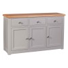 Diamond Oak Top Grey Painted Furniture 3 Drawer 3 Door Sideboard