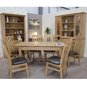 Opus Solid Oak Furniture Plain Top Extending Dining Table Twin Leaf 