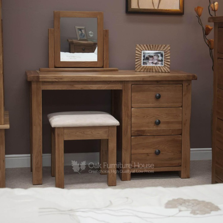 Rustic Solid Oak Furniture Dressing Table and Stool