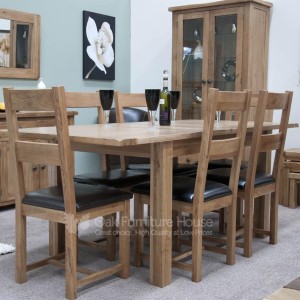 Rustic Solid Oak Furniture Twin Leaf Extending Dining Table 