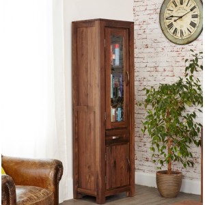 Mayan Walnut Furniture Narrow Glazed Bookcase CWC01C