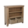 Heritage Smoked Oak Furniture Small Bookcase with Wicker Baskets