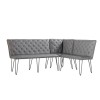 Metro Industrial Furniture Grey Leather Studded Back Corner Bench MET21-GR