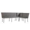 Metro Industrial Furniture Grey Leather Studded Back Bench 180cm  MET18-GR