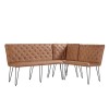 Metro Industrial Furniture Tan Leather Studded Back Corner Bench MET21-TAN