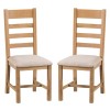 Colchester Rustic Oak Furniture Ladder Back Chair Fabric Seat Pair