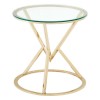 Allure Corseted Round Champagne Gold and Glass End Table 5501389