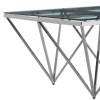 Allure Silver Metal Spike Triangles Base and Clear Glass Coffee Table 5502552