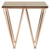 Allure Square Champagne Gold Metal and Glass Triangular End Table 5501373