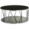 Alvaro Round Chrome Finish Metal and Black Glass Round Coffee Table 5501695
