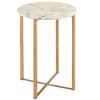Templar White Marble and Gold Finish Lattice Base Side Table