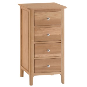 Bergen Oak Furniture 4 Drawer Narrow Chest 