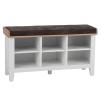 Piccadilly White Painted Furniture Hall Bench with Fabric Seat
