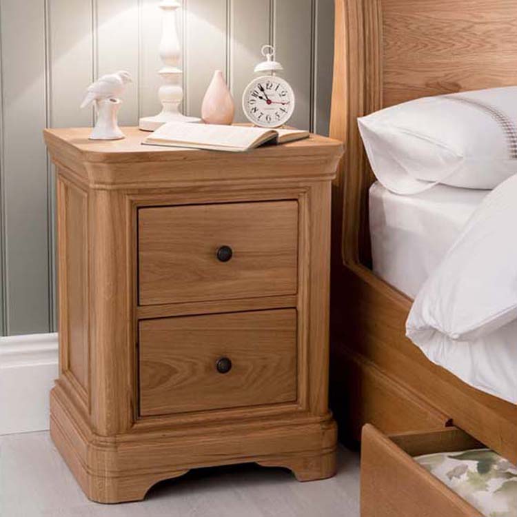 Vida Living Carmen Oak Furniture 2 Drawer Bedside Table Oak Furniture House