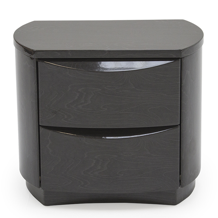 Vida Living Movada High Gloss Grey Bedside Table Oak Furniture House